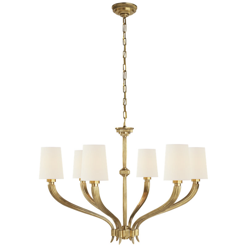 Chapman & Myers Ruhlmann Large Chandelier, Antique-Burnished Brass, Fabric