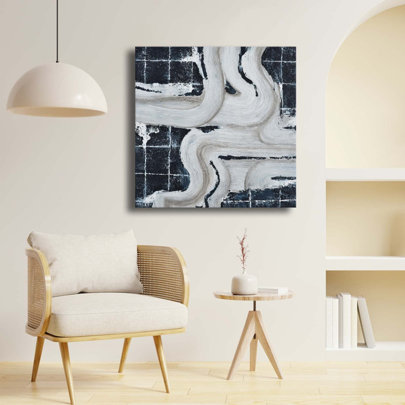 Toile abstraite noire et blanche sur toile