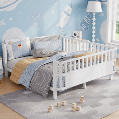 Metal Platform Bed for Kids, Metal Low Profile Full Bed with Rails
