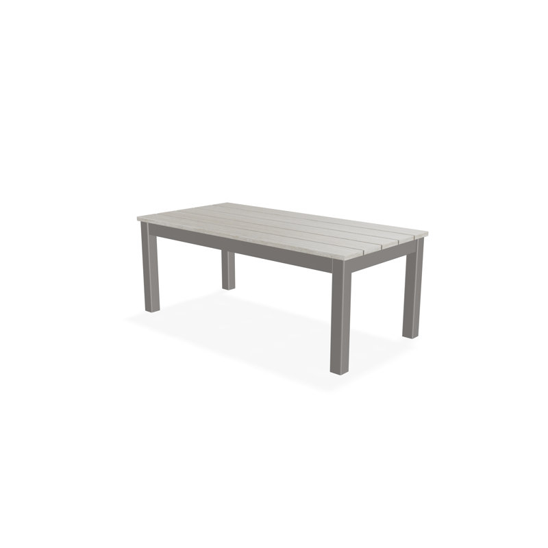 Table basse d'extérieur 24 po x 48 po en polymère rustique, Neige / gris chaud