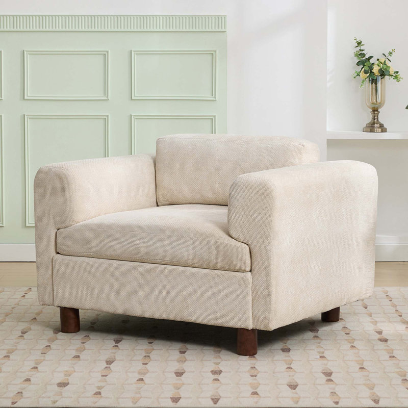 Fauteuil d'appoint moderne surdimensionné et confortable, Beige