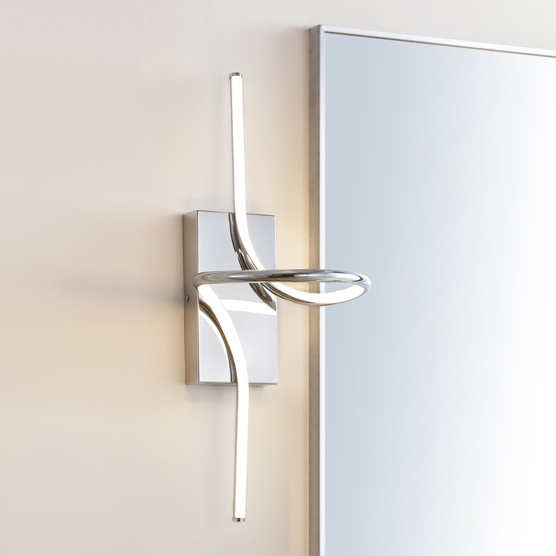 Colello Sketch Minimalist Metal Integrated LED Vanity Light Sconce, Chrome
