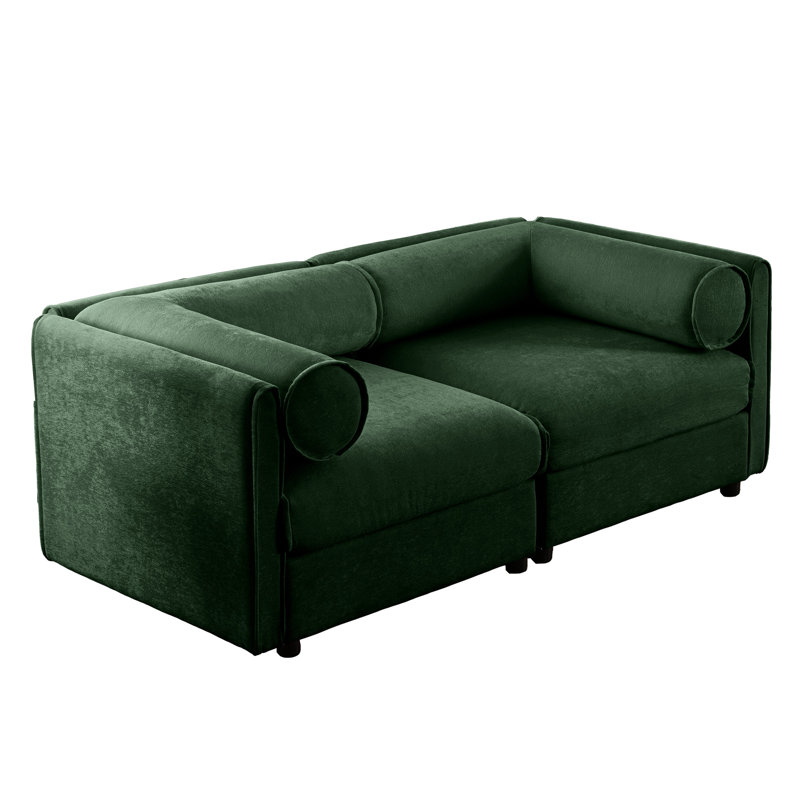 Chenille de salon avec compartiments confortables Abbottstown, H 27,9 po x l 75,5 po x P 37,4 po, 2, Green