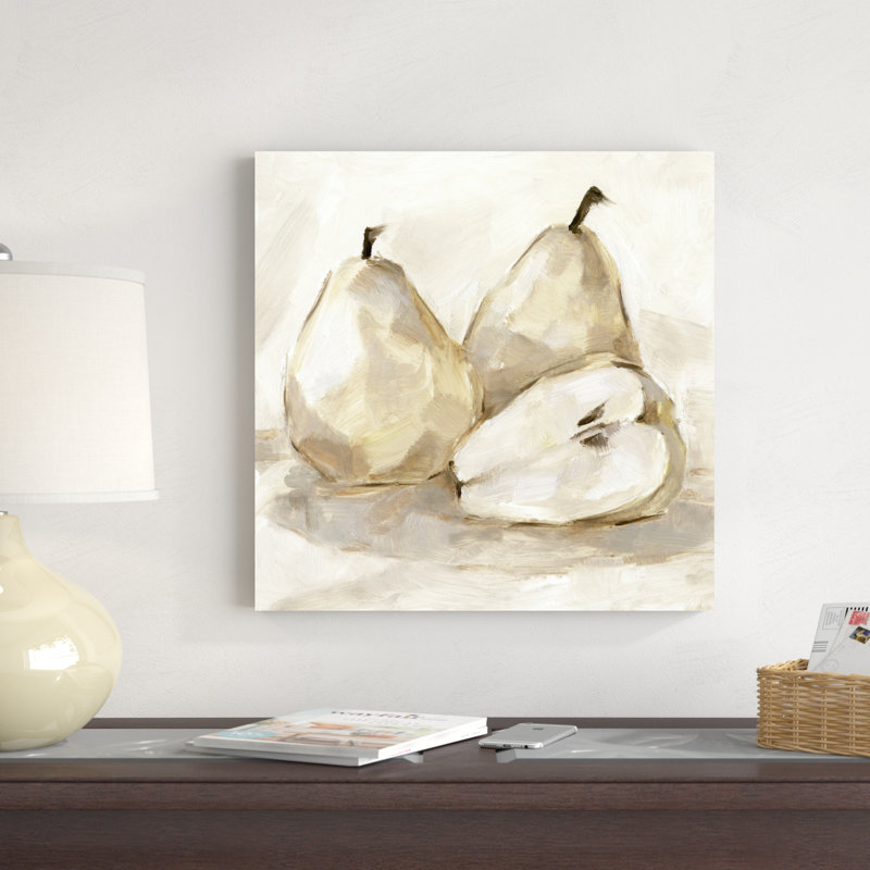 «White Pear Study I» par Ethan Harper, reproduction d'art mixte résistant aux rayons UV, H 20 po x l 20 po, Blanc