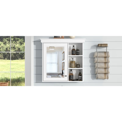 Bathroom Medicine Cabinet With Mirror, Wall Mounted Mirror Cabinet With Storage Organizer, Over The Toilet Storage White Storage Cabinet For Bathroom