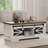 47.2" Lift Top Coffee Table, Farmhouse Living Room Table with Sliding Groove Barn Doors, Rustic Wood Center Table with Large Storage, White Rectangle Coffee Table for Living Room, Brown Top-4030109