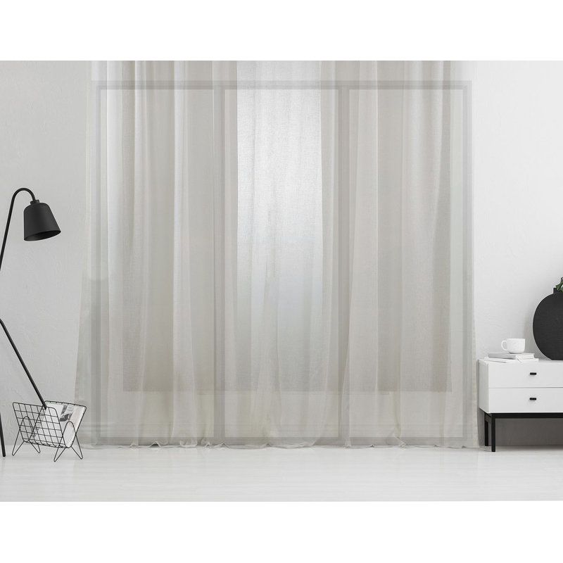 Sheer Curtain Panel Pair, 260cm Width x 145cm Drop, White