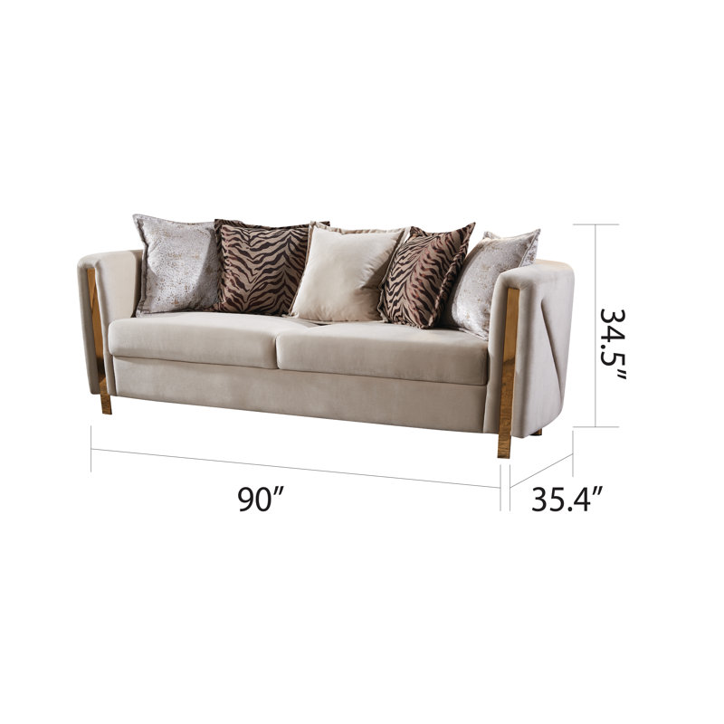 Nahri 3 - Piece Velvet Living Room Set, Beige Velvet