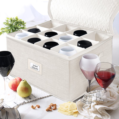 Hard Shell Wine Glass/Stemware Storage Box with Dividers
