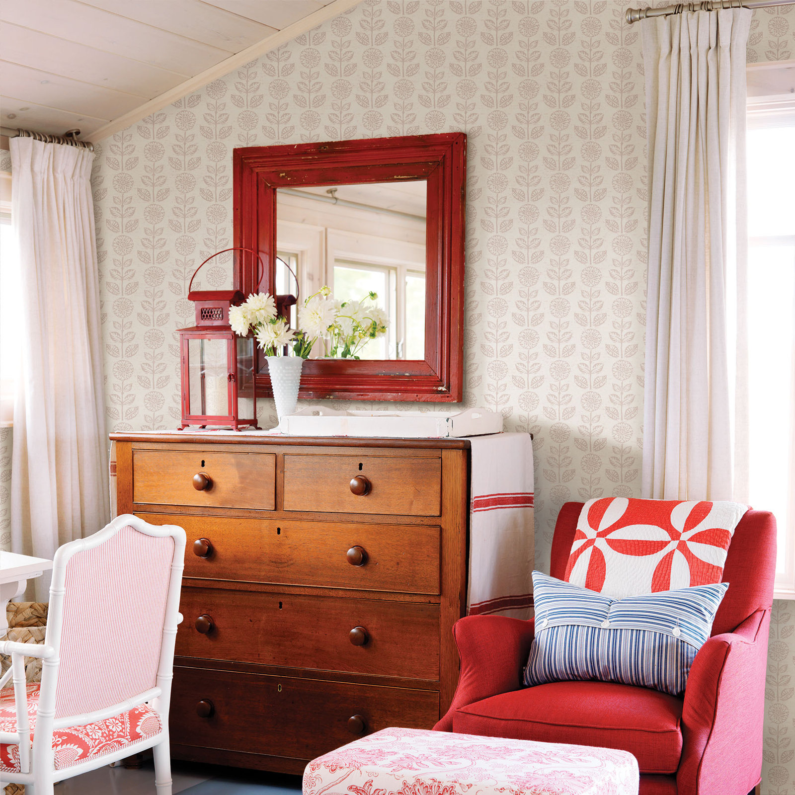 Sydney Folk Wallpaper Roll, Taupe