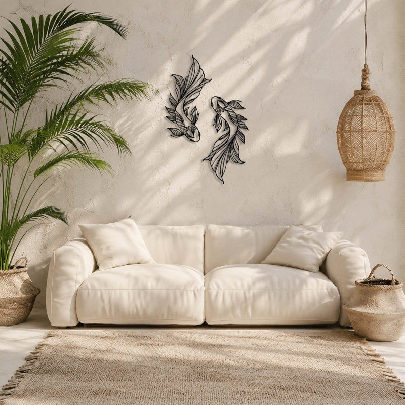 Art mural en métal Koi Fish avec un design d'inspiration japonaise