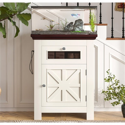 【10-15 Gallon Fish Tank Stand】– Aquarium Table With Power Outlets, 198lbs Capacity, Storage Cabinet & Drawer For Reptile Terrarium​