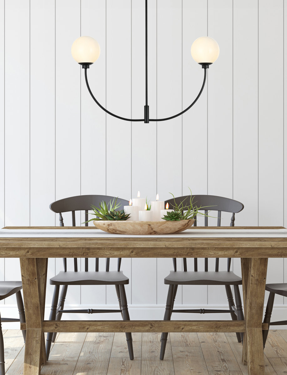 Kyle 2 - Light Metal Chandelier, Black, 21" H x 36" W x 7" D