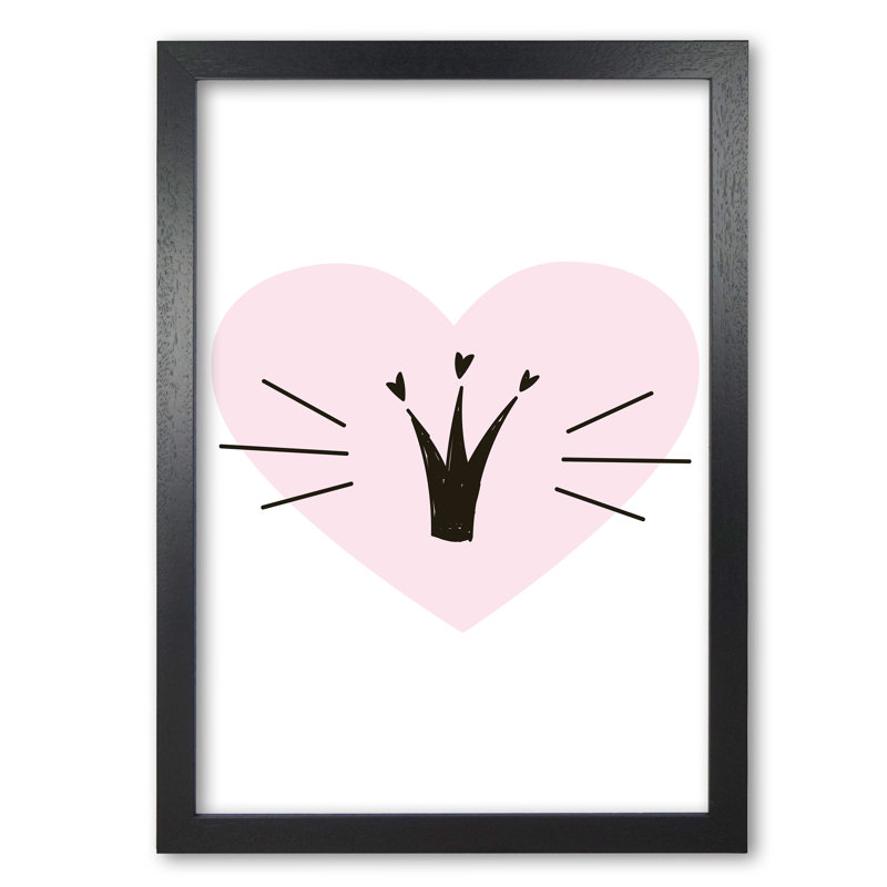 Crown With Heart - Painting, 85 cm H x 60 cm W x 5 cm D, Black Grain Frame