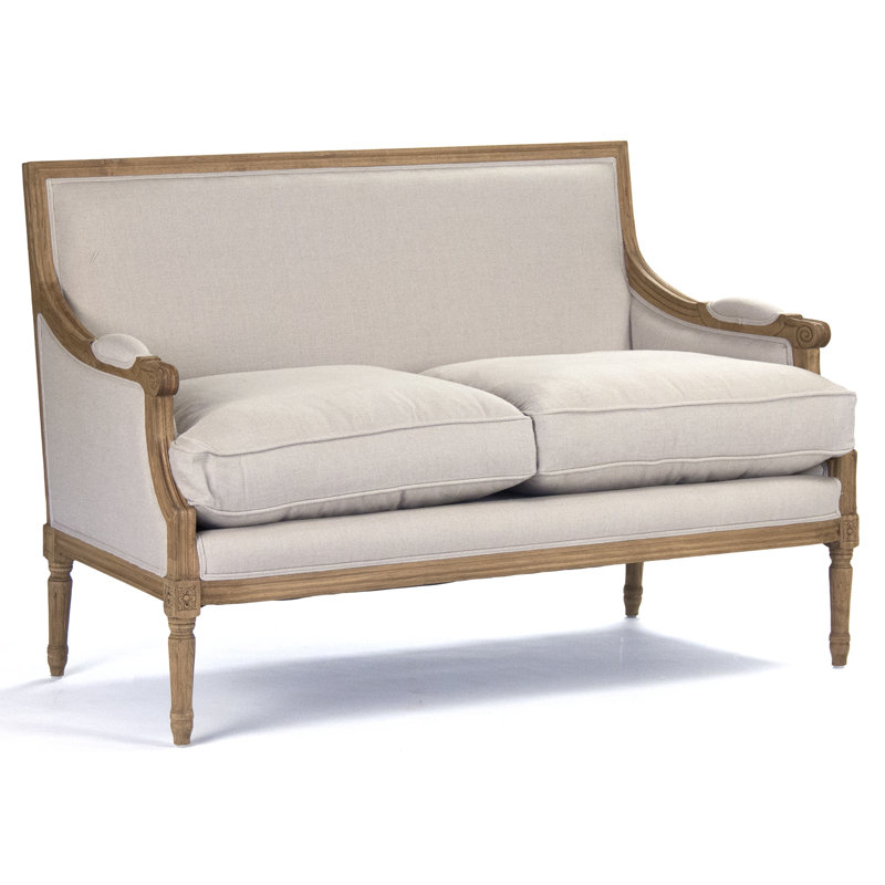 Bodil 48'' Velvet Loveseat, Gray Linen, Oak