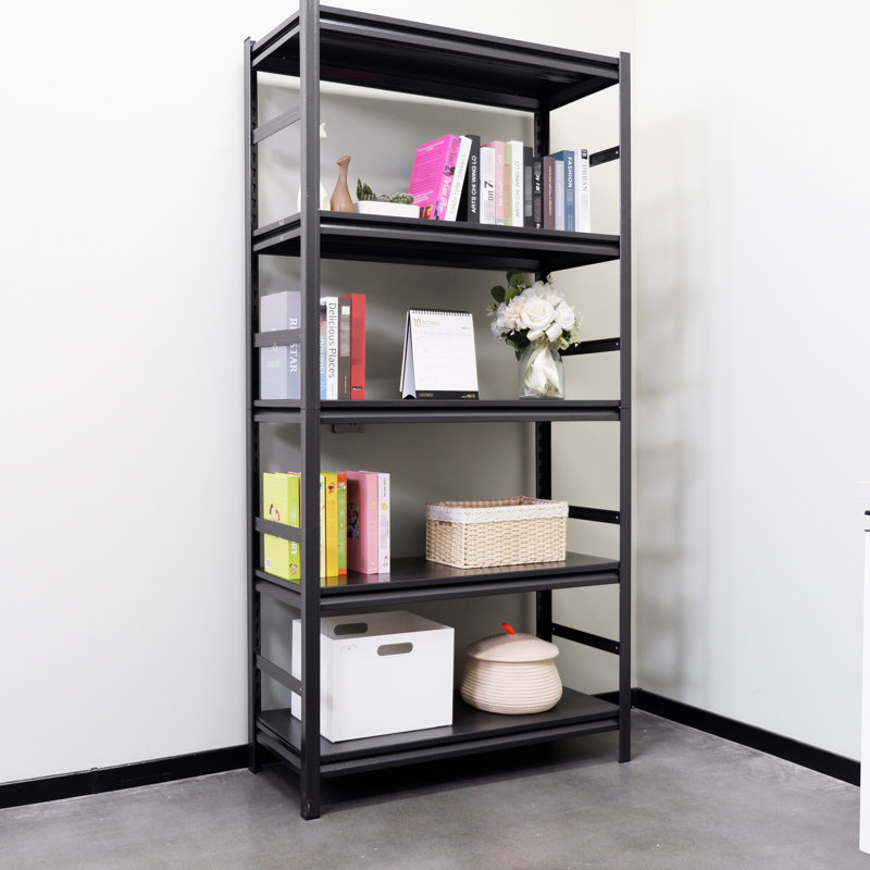 Étagère en métal robuste à 5 niveaux - capacité de 2 000 lb. Structure en acier, revêtement anti-rayures. Pour la cuisine, le garage, le bureau. H 72 po x P 35,4 po Fabrication facile avec une tablette réglable de 400 lb
