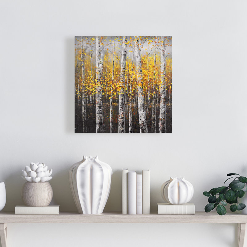 «Sunny Birch Trees», reproduction sur toile, Wrapped Canvas, H 12 po x l 12 po