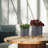 8/10" Planter W/ Wood Stand, Matte Gray-1307657784