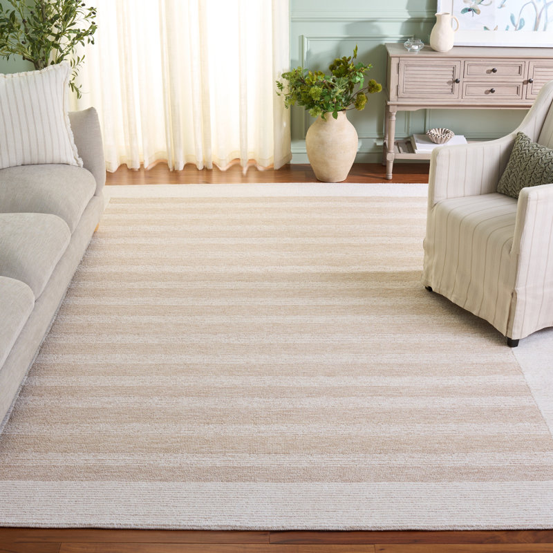 Striped Hand-Tufted Wool Area Rug, Rectangle 8' x 10'