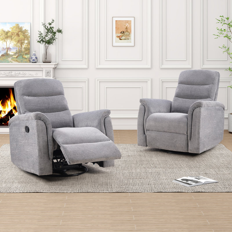 Fauteuil inclinable manuel pivotant et basculant de 34,6 po de largeur (ensemble de 2), Gris