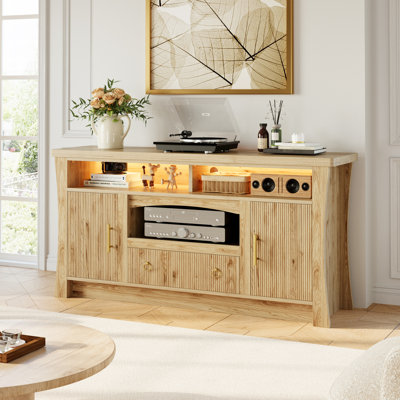 Meuble télé Homestead avec prise de courant et lumières DEL pour téléviseur de 65 po ou moins