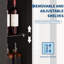 Meuble-bar de coin avec éclairage DEL et prises électriques, casier à vin à 5 niveaux et rangement pour verres-1055250271