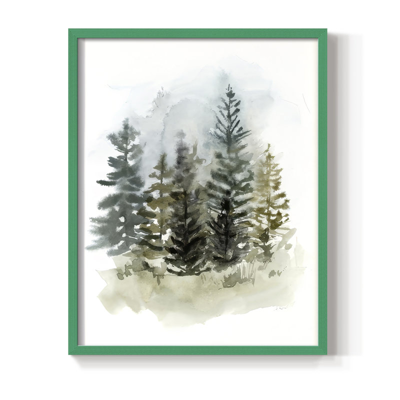 Impression encadrée Washy Treeline II - bois massif, H 21 po x l 17 po, Vert