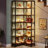 78.74" Tall 7-Tier Industrial Corner Bookshelf Tall Wood Metal Etagere Display Shelf For Home Office-735428893-723279324