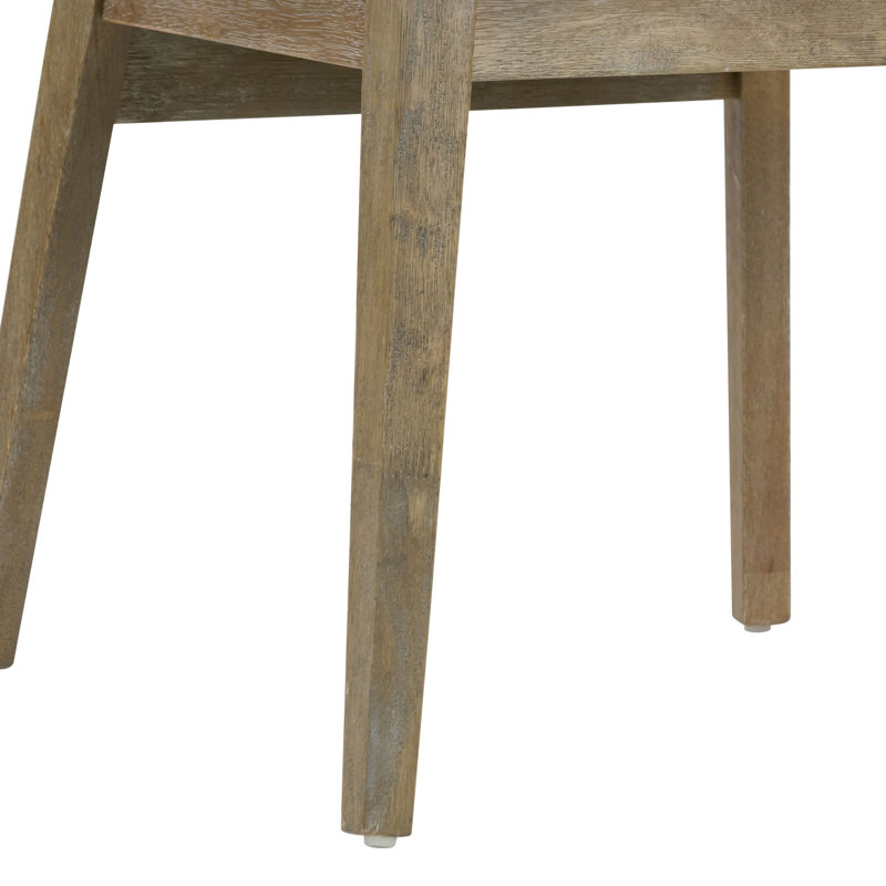 Ensemble de 2 chaises en bois lavé Astin avec siège en tissu beige, Beige Frame with Beige Seat