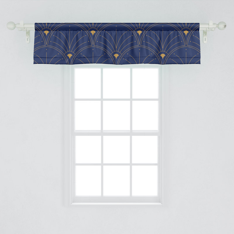 Chelzie Geometric Window Valance, 54" W x 12" L, Navy Blue Sand Brown