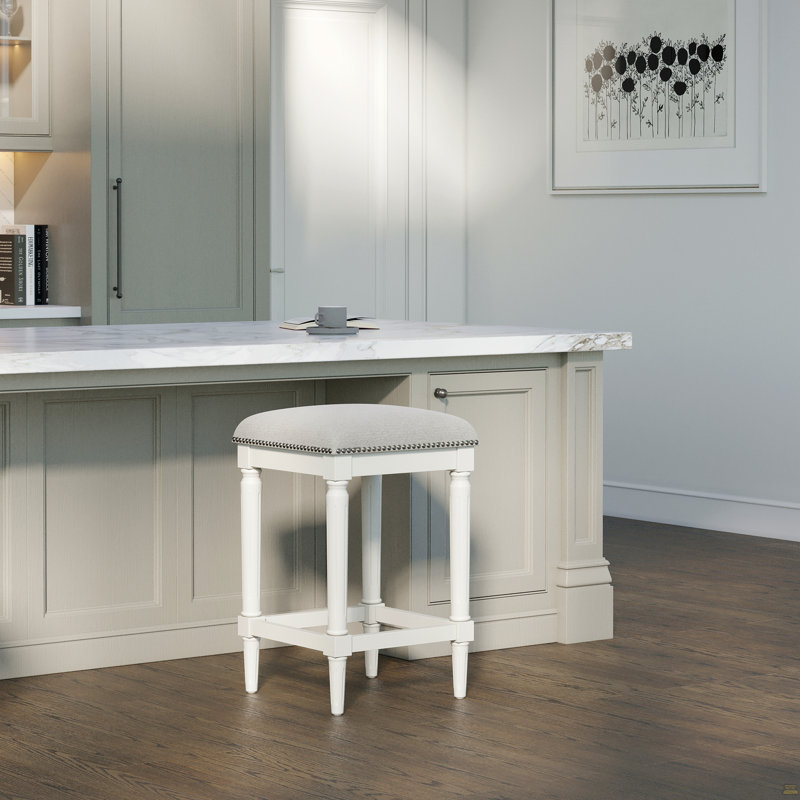 27"H Square Counter Stool, White, 1PC