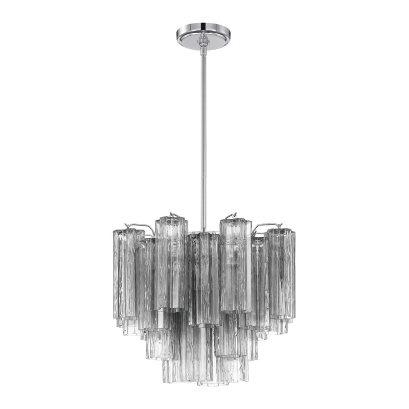 Lustre à niveaux Arras, H 13,75 po x l 17,75 po x P 17,75 po, Chrome poli, Noir, noir, noir, noir