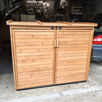 Leisure Season 65 in. x 38 in. x 53 in. Cedar Brown Trash Can Storage Large  Horizontal Refuse Storage Shed RSS2001L - The Home Depot
