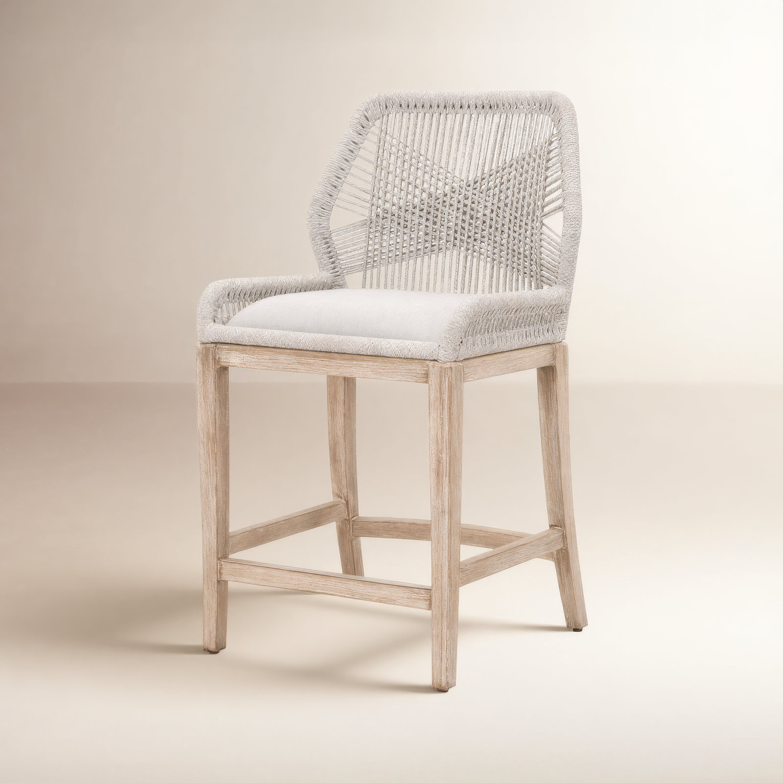 Mitali Bar & Counter Stool, Taupe & White, Bar Stool (30" Seat Height), Natural Gray