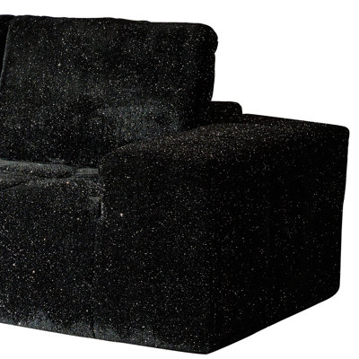No Assembly Needed Modular Deep Seat Silver Lurex Fabric 2-piece Sectional Sofa