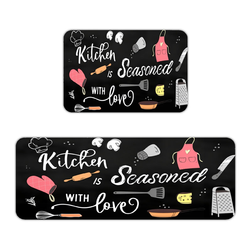 Ensemble de 2 tapis de cuisine noirs pour tableau noir