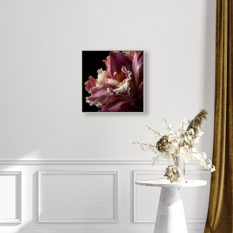 Velvet Labellum Print by Oliver Gal, 21"H x 21"W, Silver Floater Frame
