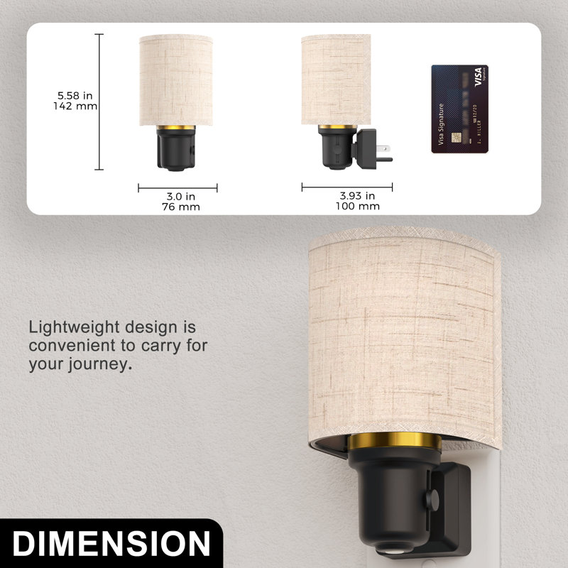 Gold Ring Fabric Shade Dimmable 2700K LED Night Light