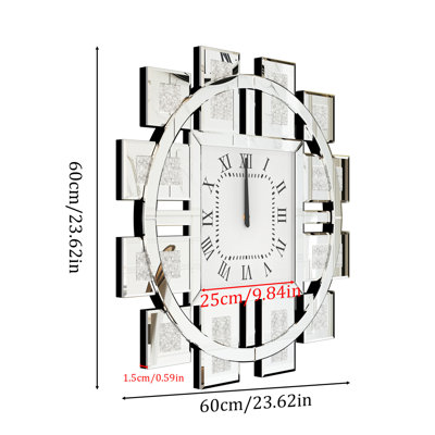 Horloge miroir irrégulière avec chiffres romains