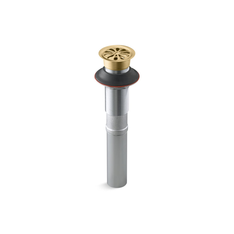 Grid Bathroom Sink Drain, No, Vibrant Brushed Moderne Brass