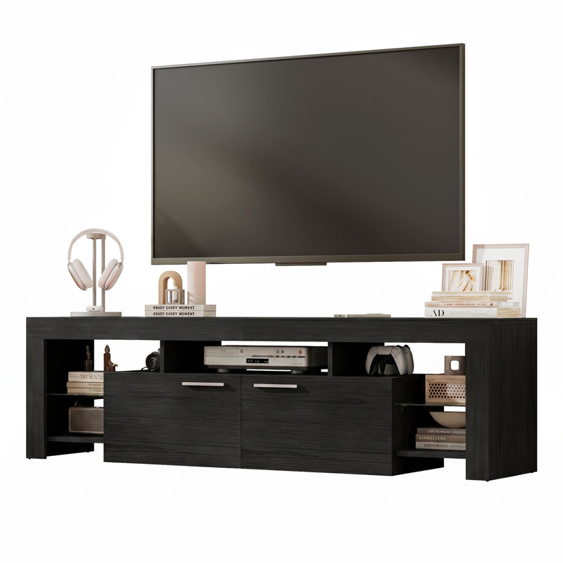 Meuble télé 63 po avec grand tiroir de rangement, Black