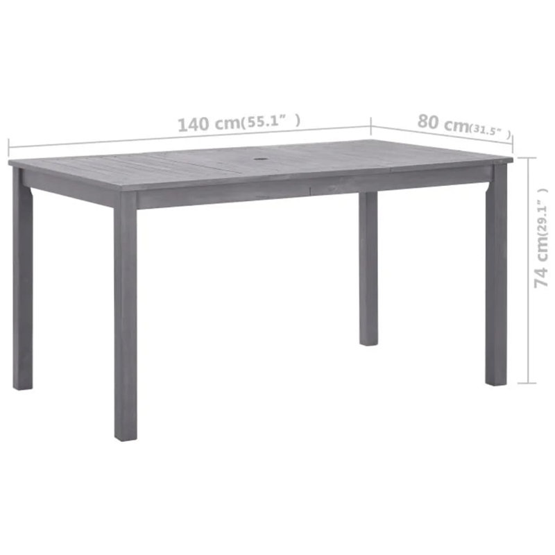  Ensemble de salle à manger d'extérieur 5 pièces en bois d'acacia massif gris pouvant accueillir plusieurs personnes, 4