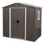 Remise d'extérieur en métal de 6 pi x 5 pi en gris - construction en fer galvanisé, robuste et stable, évents perforés, porte coulissante avec cadenas, facile à construire, panneaux, assemblage simple,