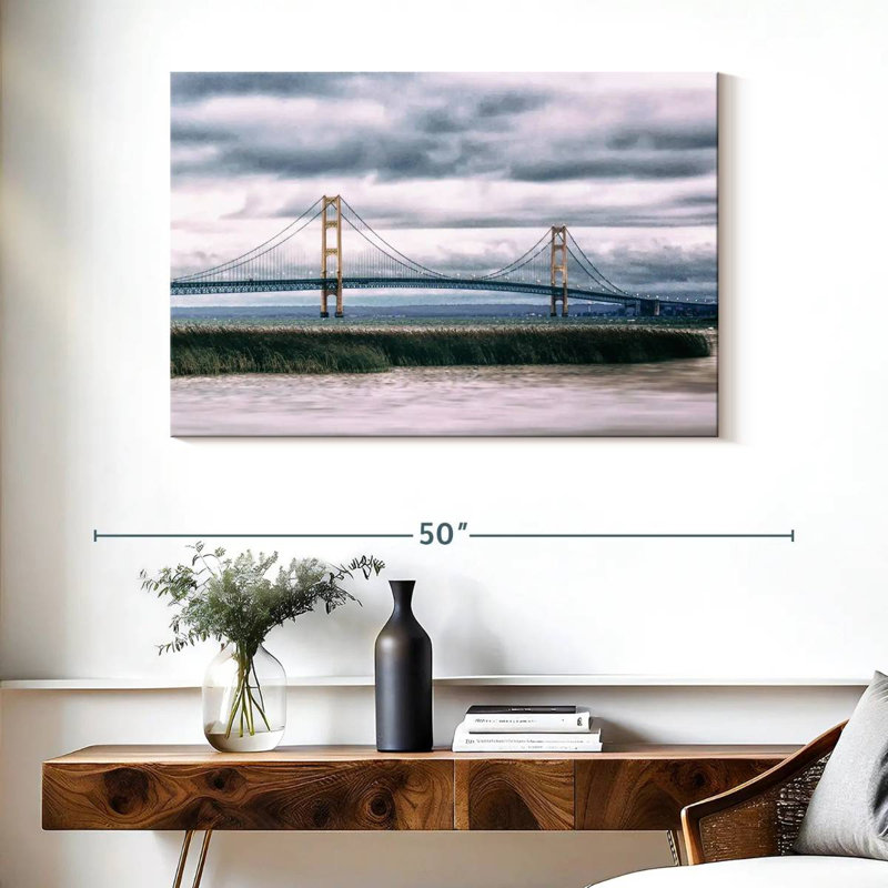 " Panoramic Mackinac Bridge Canvas Print ", 26" H x 39" W x 1.25" D
