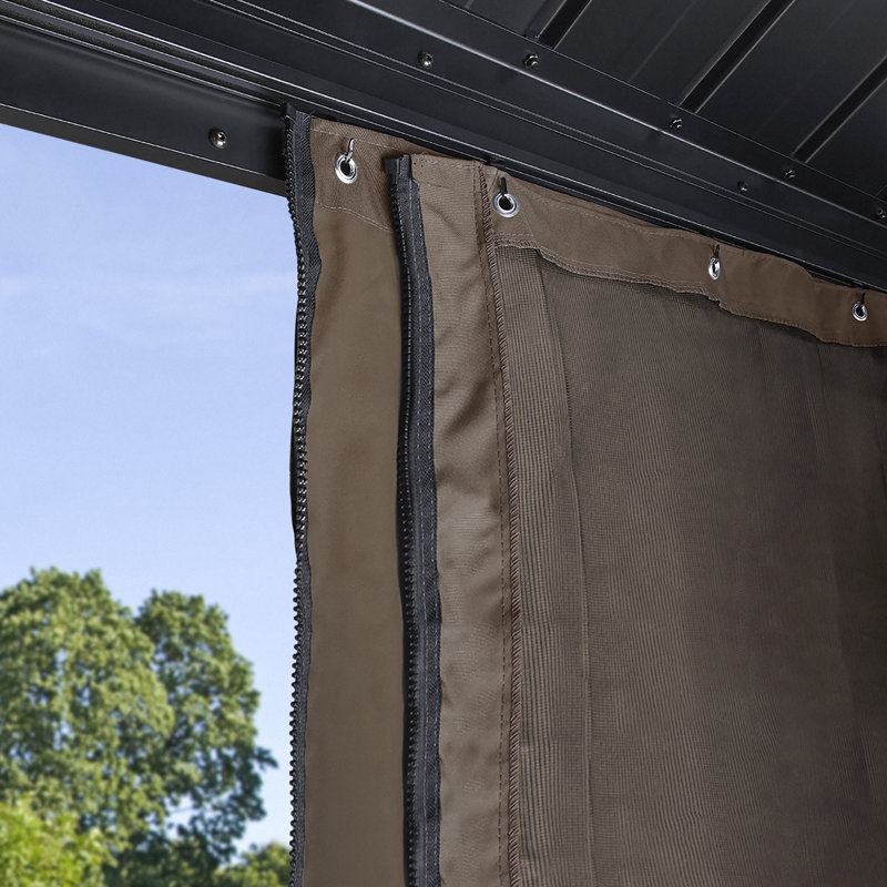Large Brown Polyester Gazebo Screen with Steel Frame