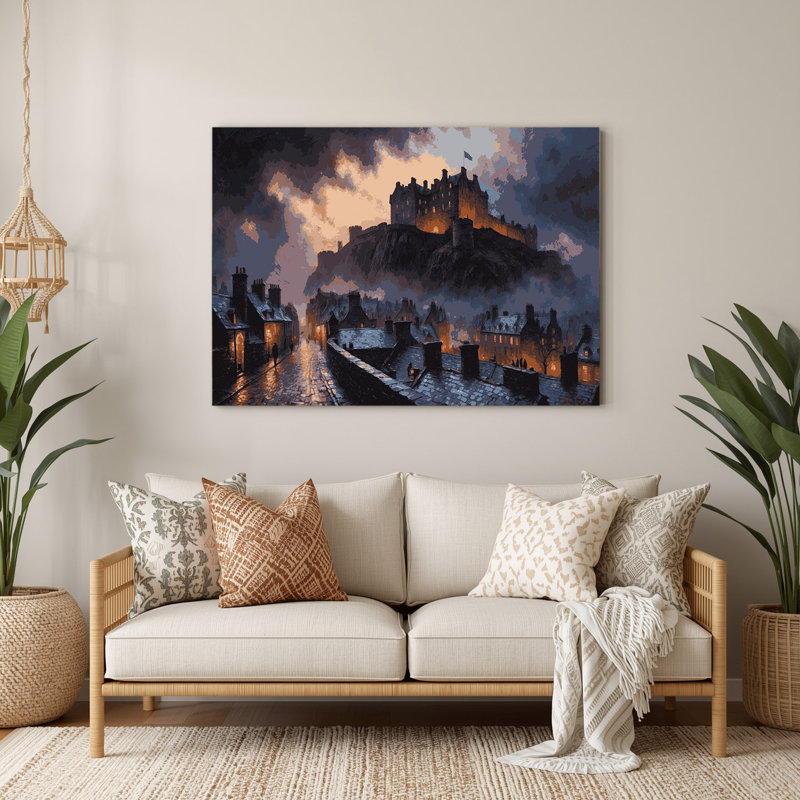 Art mural mauve, villes, Edimbourg, Écosse, H 240 po x l 240 po x P 0,05 po