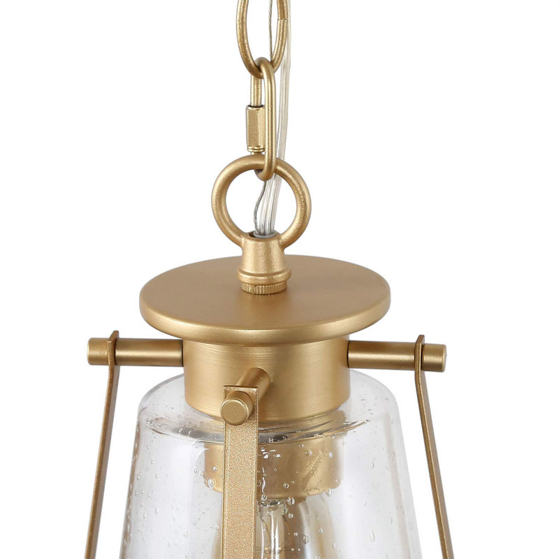 Luminaire suspendu doré pour îlot de cuisine, luminaires suspendus en laiton avec verre ensemencé pour salle à manger, vestibule