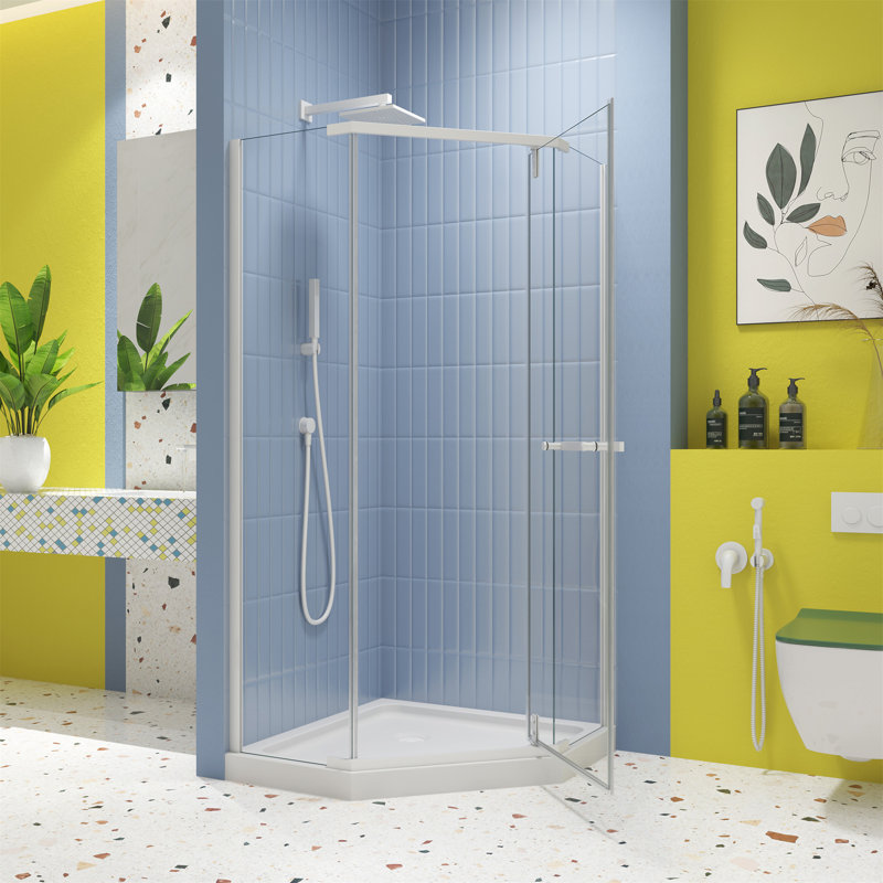 Porte de douche pivotante, Blanc mat
