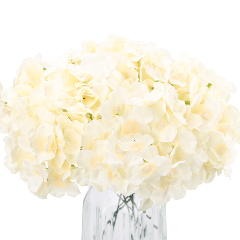 Artificial Hydrangea Flower Head With Pole, Beige