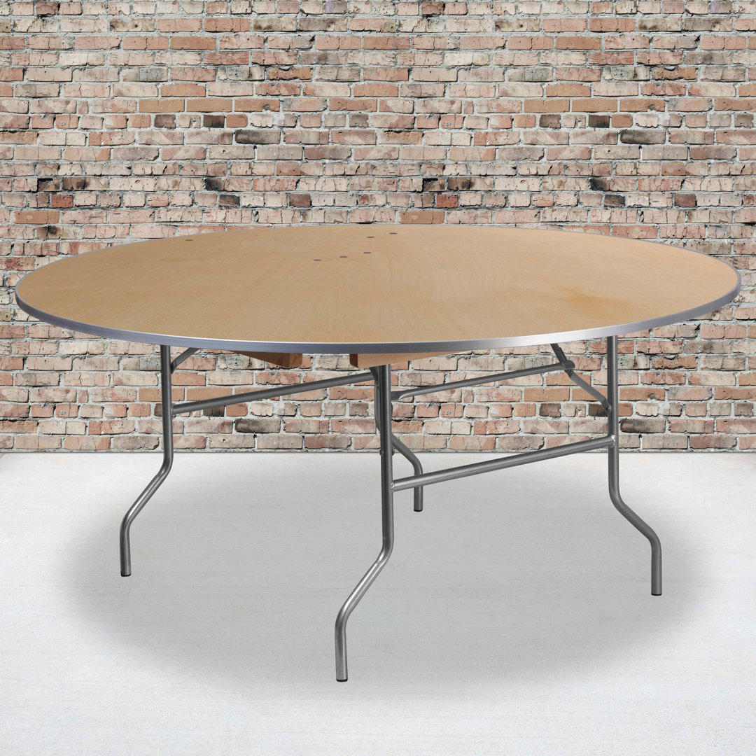 Marcott Round Heavy Duty Birchwood Folding Banquet Table with Metal Edges Flash Furniture